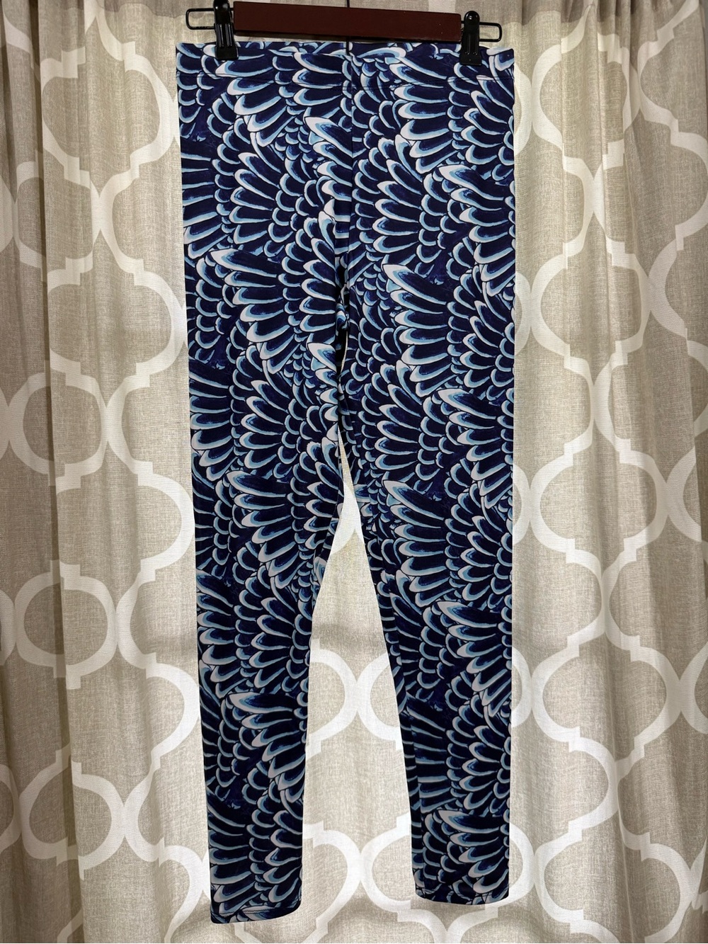 ED HARDY Feather Wing Print Navy Light Blue & White Tattoo Leggings